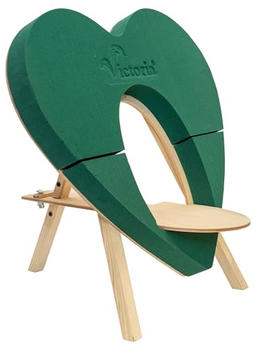 Creativery Nass Steckschaum Herz 45cm mit Eco Urnen Podest & Ständer H.51cm - für Profi Floristen & Hobby Bastler - umweltfreundlicher Frischblumen Steckschwamm Groß - Floristikbedarf - Grün