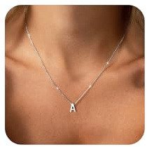 GIFT4U Silber Kette mit Buchstaben, 18K Weißgold Vergoldet Initiale Kette Damen Personalisierter Buchstaben A-Z Anhänger Kette mit Namen Schmuck Geschenke Geburtstagsgeschenk für Frauen Mädchen