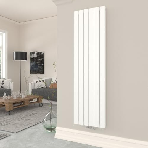 T&K Radiador vertical de 1800 x 462 mm, color blanco, de panel plano, doble panel, radiador de diseño, moderno radiador central, radiador alto