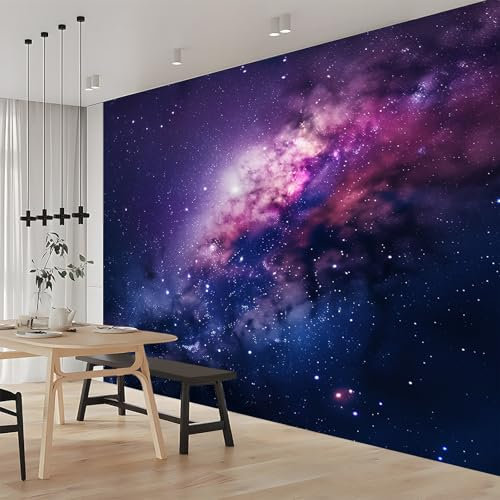Fototapete Sternenhimmel Lila Blau 400x280 cm Tapete Wandtapete Wanddeko Design Mustertapete Wand Dekoration Wohnzimmer Schlafzimmer Büro Flur