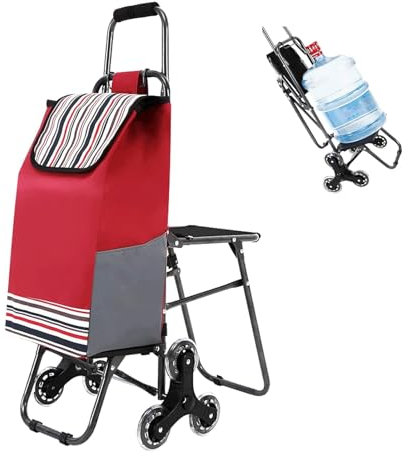 Einkaufstrolley Wasserdichter Einkaufswagen, Aluminium-Einkaufswagen mit Sitz, Einkaufssackkarre, zusammenklappbarer Einkaufswagen mit 6 Rädern Stabilität