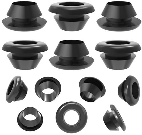 40 Pezzi 8MM Gommino in Gomma Elettrico Gomma Passacavi per Proteggere Fili Passacavo Gommini Passacavo Gomma Cavi Cable Grommet Passacavi Passafilo foro Fili Spine ID 8MM Dia di Montaggio 10MM (Nero)