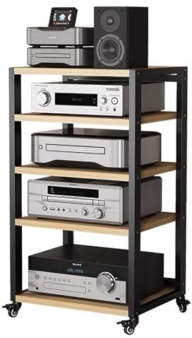 audio rack hifi regal 5-stöckiger Audio-Video-Medienständer Mit Großer Kapazität Für Unterhaltungs-Stereokomponenten, Rollender Stereoständer Auf Rädern, AV-Schrank Regal Für Elektronische Geräte(#2)