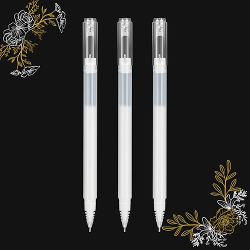 SMOOTHERPRO Weiß Stifte Set | Highlight Gel Tintenstift | 1,0 mm Stifte | für Schwarz Papier Zeichnung Skizzieren Illustration Hochzeit Einladungen (WT10-3) | 3 Stück