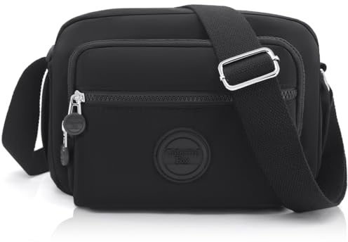GOUNNU Borsa a Tracolla Donna Media Leggera Multifunzione Borse Nylon Impermeabile Multi Tasca Borsetta Tracolla Casual con Tracolla Larga Regolabile Tracolla Donna Sportiva