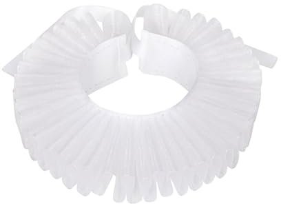 JUNNASALIKER Collier ras du cou à volants style élisabéthain de la Renaissance, blanc, S-L