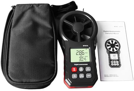 Digitaler Anemometer, Windgeschwindigkeitssensor, Anemometer, Geschwindigkeitssensor, LCD-Display, Luftströmungsgeschwindigkeitsmessung, Thermometer für den Außenbereich