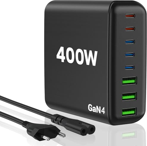 TKOQSMR USB C Ladegerät Mehrfach: 400W 8-Port Schnellladegerät mit USB-C und USB-A, USB c Netzteil für iPhone Pro Max, MacBook, ipad
