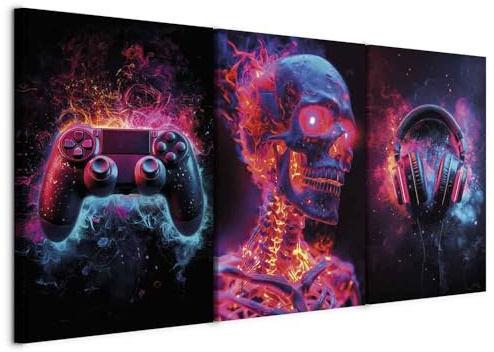 murando - Leinwandbild Set Neon Glow, 180x90 cm, 3-teilig, Schlafzimmer | Hochwertige Leinwand, sofort aufhängbar, ideal fürs Wohn- oder Schlafzimmer, wasserfest und lichtecht, langlebig, stilvoll