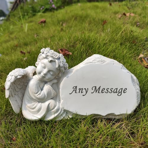 Personalisierte Gedenkgarten Engel Steine graviert mit jeder Nachricht für benutzerdefinierte Grabsteine Friedhof Marker Memorial Geschenke Symapthy Geschenke im Freien