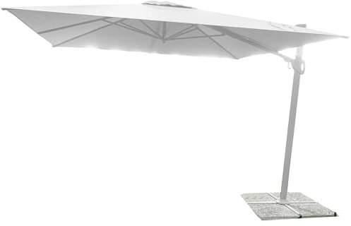 Sicignano | Ombrellone a Braccio Telaio Alluminio, Telo Poliestere 250g/m², Chiusura Retrattile a Manovella, Regolabile in Altezza, per Giardino Bar Ristorante (Bianco, 3x3 mt, Solo Ombrellone)
