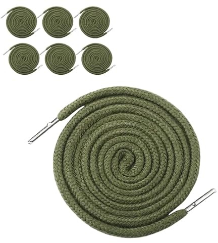 6 cordoncini di ricambio in poliestere verde scuro da 1,3 m, con chiusura in metallo, per felpe/pantaloni/scarpe con cappuccio