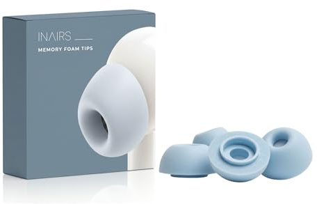 INAIRS Minnesskum Tips – kompatibel med Apple AirPods Pro (1. & 2. generationen) – 3 par tillbehör, testpaket S/M/L, grå – öronfästen för komfort och säkert grepp