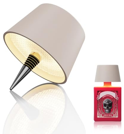 MU LIN lampada da tavolo ricaricabile a forma di bottiglia, senza fili, con controllo touch a 3 livelli di temperatura colore, dimmerabile, ideale per soggiorno e ristorante
