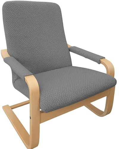 Domidekor Schwingsessel Bezug - Schwingstuhl Husse - Überzug für Relaxsessel - Abdeckung für Ruhesessel - Schutzhülle für Relaxstuhl – Oeko-Tex 100 – Elastisch Jacquard Fischgrät, Dunkelgrau