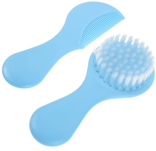 minkissy Set de Peigne et Brosse pour Garçon Fille Kit Coiffure Doux avec Brosse pour Pellicule de Lait et Peigne pour Chevelu Infantile Soin Antinœuds Nés et Tout-petits Nettoyage Facile
