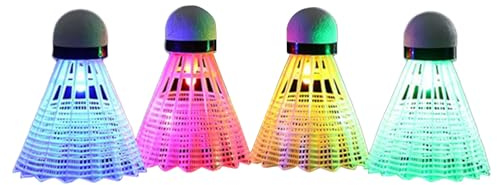 Yongany Beleuchteter Badminton, beleuchteter Federball, Trainingsgerät für drinnen und draußen, Hinterhof, für Kinder, Erwachsene, Anfänger