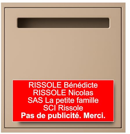 Plaque Boite Aux Lettres Personnalisable - 24x10 cm - 1 à 6 Lignes - Signaletique Personnalisée Gravée Grand Format - Étiquette Avec Nom Adhésive - Porte - Maison - Mur - Bureau (Rouge)