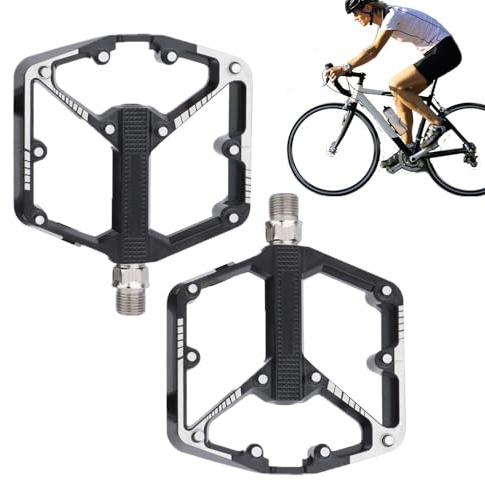Pedali per bici da corsa, in alluminio DU, accessori per bicicletta, pedali antiscivolo con tacchette, per uomini e donne, per sport all'aria aperta