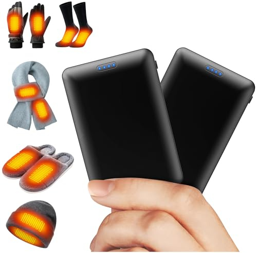 HotokGoo 2 batterie da 5000 mAh per guanti riscaldabili, calze, pantofole, cappelli, sciarpe, 5 V, 2 A, DC e USB, batteria di ricambio ricaricabile per indumenti riscaldati