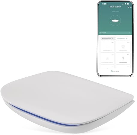 EMOS GoSmart – ZigBee-Gateway IP-2000Z för upp till 128 ZigBee smarta enheter – Smart Home Hub kompatibel med Tuya, Smart Life, Lidl, stöder Bluetooth, 2,4 GHz WiFi – vit