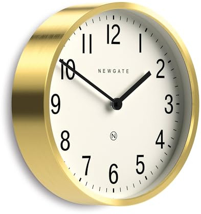 NEWGATE® Master Edwards Wanduhr | Uhr im Stil der Mitte des jahrhunderts | 30cm | Tiefes metallgehäuse mit Messing- / goldfinish | Modernes Retro-Design für küche, Wohnzimmer oder büro
