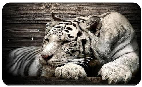 Silent Monsters Mauspad 240 x 200 mm Stoff Mousepad Weißer Tiger, rutschfest & leise, für Gaming Büro Office Homeoffice - 24 x 20 cm Mouse Pad Mat - Mausunterlage klein für alle Maus Arten