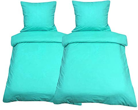 Leonado Vicenti Bettwäsche 135x200 4teilig Renforce 100% Baumwolle Uni mit Reißverschluss, Farbe:Petrol