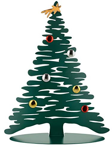Alessi Bark for Christmas BG06 GR - Decorazione Natalizia di Design in Acciaio Colorato con Resina Epossidica, Verde con Magneti in Porcellana