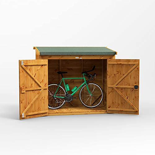 POWER High Grade Premium Pent Bike/Bicycle Wooden Shed with Security Features, Door and window Flexibility, made from 12mm Extra Thick Timber