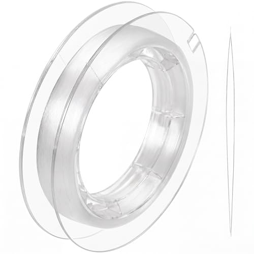 500 m Fil en Nylon Invisible Transparent pour Ornements Suspendus de Noël et Loisir de Coudre Fil de Perles Transparent Solide et Invisible avec Aiguille à Perles (0,1 mm)
