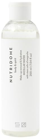 NUTRIDOME Mizellen Reinigungswasser 200ml, Make Up und Augen Entferner für Sensible, Trocken und Mischhaut, Mizellarlösung mit Magnolienstammzellen und Hyaluronsäure, Feuchtigkeit Effekt