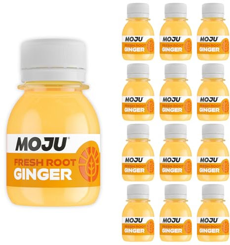 MOJU Ginger Shots (12 x 60ml) Immune Support, Energy Booster, Natural Ingredients, No Added Sugars or Sweeteners, Vegan