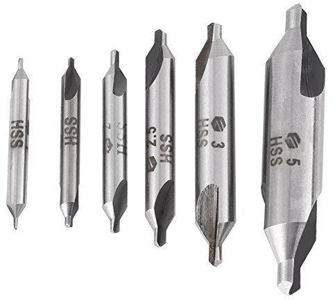 Punta Centro Trapano HSS 6 Pezzi 1/1.5/2/2.5/3/5mm Punte Centraggio Tornio 60° Punte Trapano Centrali Utensili Tornio per Metallo Punte Trapano Centraggio Foro