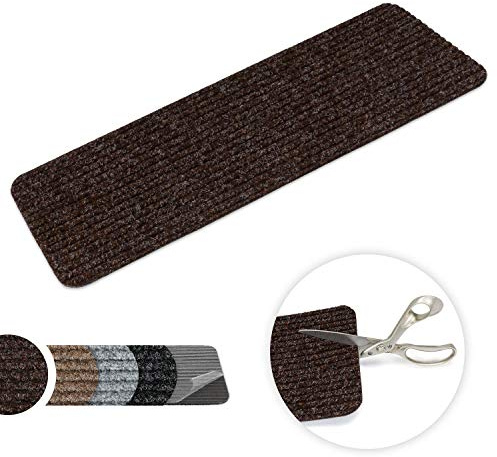 Kettelservice-Metzker Stufenmatte Treppenteppich Tulus Rechteckig Aufleger selbstklebend 60x25cm Kaffeebraun 15 Stück