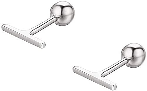 Mini orecchini a barra in argento Sterling per donne e ragazze, minimalisti, barrette corte da 20 g, bilanciere a sfera da 4 mm, perno trago, chiusura a vite, ipoallergenici, gioielli delicati,