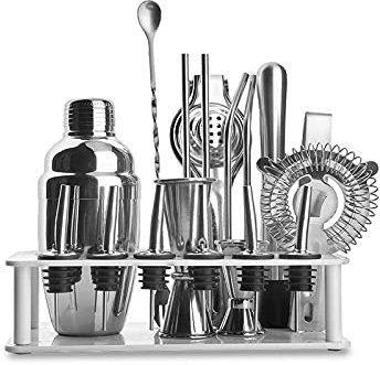 Cocktail Shaker Set Ensemble à Cocktail Shaker Buvez Shaker Cocktail Shaker Set Set Bartender Kit en acier inoxydable Mélangeur Martini, Muddler, Cuillère de mélange, Jeux d'outils à barres à barres J