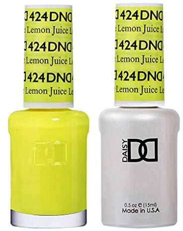 DND Gel Polish Set, Yellow Collection, UV/LED Gel Polish and Air Dry Nail Lacquer, Matching Chip-Free Polish Duo, 424 Lemon Juice, 0.5 Fl Oz