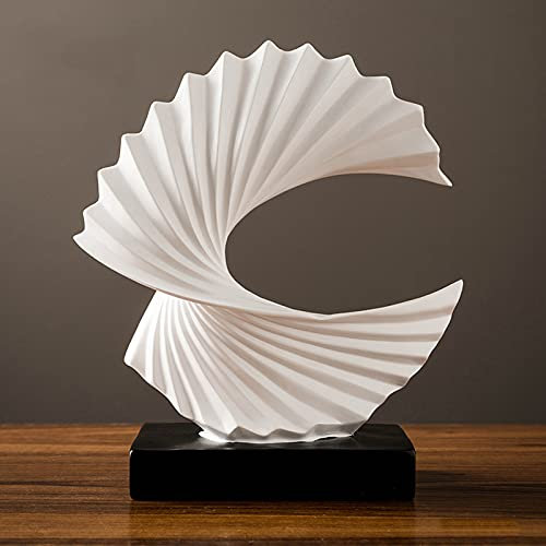 Tauzveok Modern Day Accents Abstract Sculpture Black Base, Ocean Wave, Tabletop Art Home Decor,Elegant Decorations for Living Room, Bedroom, Office Desktop, Cabinets,White,H 28cm