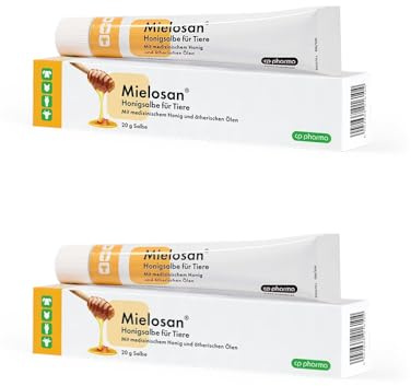 cp-pharma Mielosan Honigsalbe für Haustiere | Doppelpack | 2 x 20 g | Wundgel mit Honig | Zur äußeren Anwendung bei oberflächlichen Verletzungen