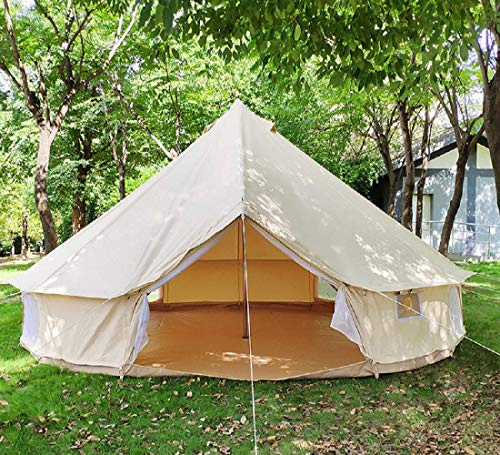 Baumwoll-Canvas-Glockenzelt im Freien wasserdichtes 4 Jahreszeiten Glamping-Jurtenzelt mit Ofenloch für Familien-Camping, Wanderparty (5M=16.4FT)