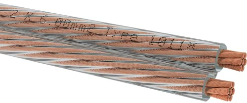 OEHLBACH Speaker Wire SP-60 Câble de haut-parleur stéréo HI-FI avec OFC (cuivre sans oxygène) 2 x 6,0 mm² – Mini bobine de câble – 6 m transparent