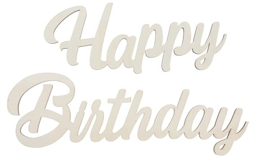 TOYANDONA Happy Birthday Holzschild zum Aufhängen von Buchstaben, Plakette, Geburtstag, Holz, Basteln, unlackiert, für Geburtstagspartys