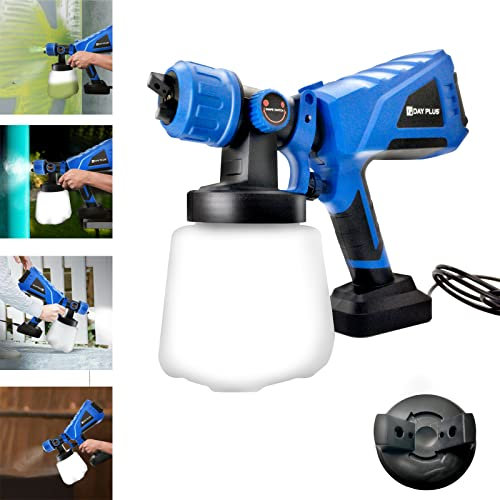 Farbsprühsystem Elektro Lackierpistole 550W Elektrische Sprühpistole 1000ml/min Farbspritzpistole Farbspritzgerät, 1000 ml Behälter, 3 Sprühmuster, 1.8mm Düsen, für Zaun, Möbel, Geländer, Wood, Metal