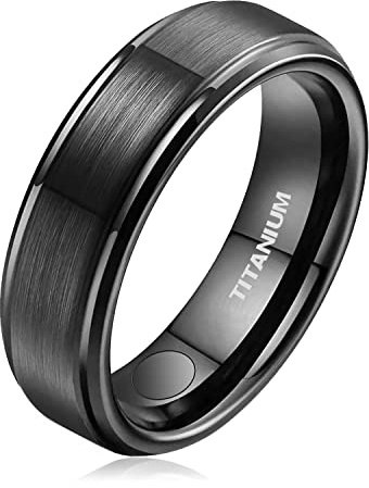 JEROOT Anillos magnético Hombre Plata Titanio Acabado Mate Anillo Cadena Banda Pulido Negro Anillos Alianzas Boda Anillo Compromiso Vintage Fidget Anillo para Hombre Mujere