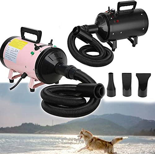 Pet Hair Dryers for Dog Grooming, Pet Hairdryer Blower Low Noise, Drying Fur Blaster, 2800W High Velocity Motorbike Dryer Car Blower, 2 Adjustable Speed & Temperature, with 3 Nozzles and 2.5M Hose