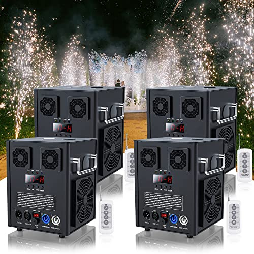 FODEXAZY Neue Version 1000W Pyrotechnikmaschinen Cold Spark Feuerwerksmaschine Spark Machine mit Fernbedienung für Party Halloween Hochzeit Konzert 4PCS