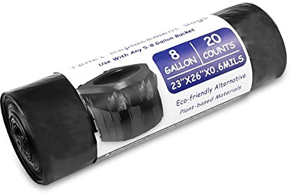 Fousenuk 20 Piezas Bolsas de Basura 60 x 65 cm, Bolsa de Basura 22 litros Biodegradable para Inodoros de Camping, Bolsas Basura Compostables para Jardín, Camping, Cocina, Sala de Estar, Baño