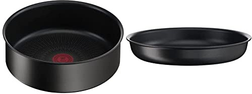 Tefal Ingenio Eco Resist Sauteuse 24 cm, Empilable, Induction, Revêtement antiadhésif, Indicateur de démarrage de cuisson, Noir & Ingenio Eco Resist Poêle 20 cm, Empilable, Induction