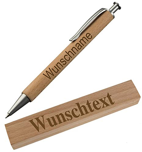 Elefantasie Kugelschreiber mit Name graviert aus Holz Wunschname oder Wunschtext als Geschenk Kugelschreiber und Holzbox graviert